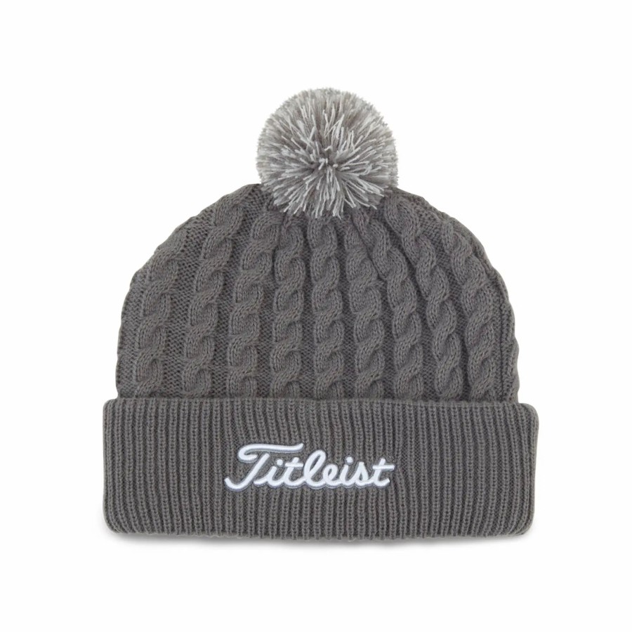 * Titleist Cable Knit Pom Beanie Headwear