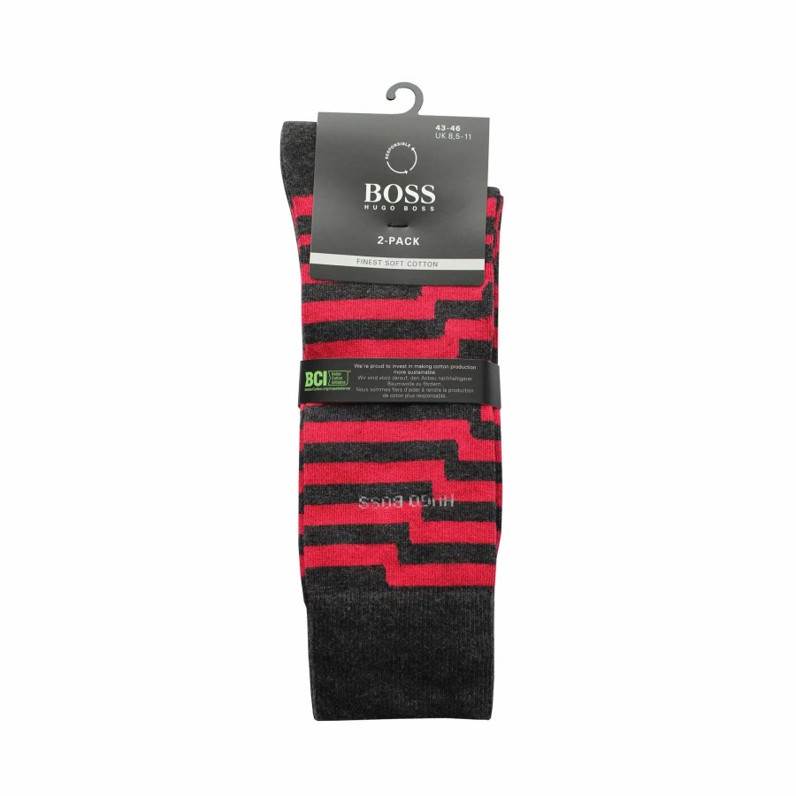 * Boss 2 Pair Rs Stripe Crew Socks Socks