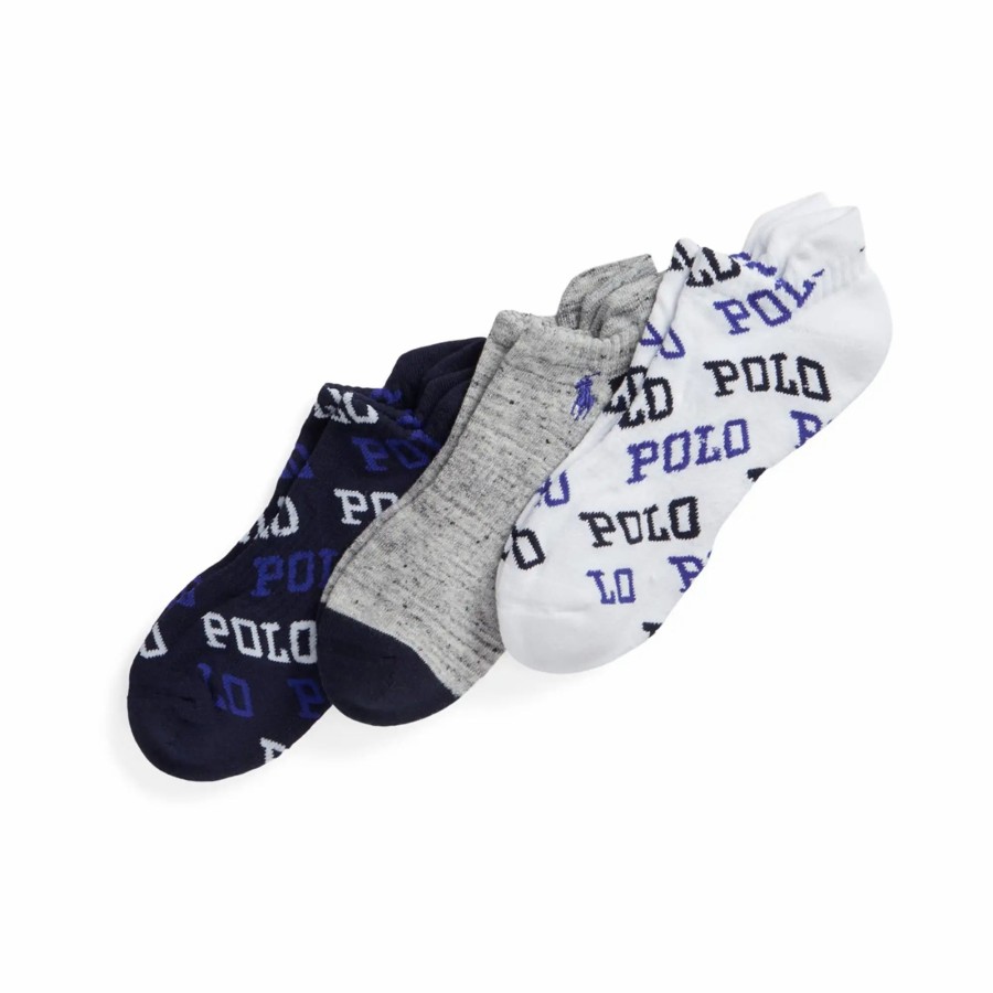 * Polo Ralph Lauren All Over Logo Low Profile Socks 3 Pack Socks