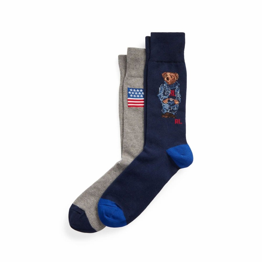 * Polo Ralph Lauren Bear Crew Socks 2 Pack Socks